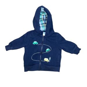 Gymboree Baby Boy Car Bus Transportation Hoodie Jacket Fleece Lined 3-6 Months